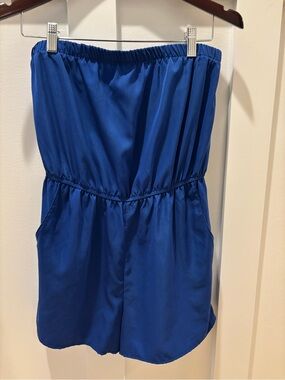 Women’s Royal Blue Elastic Shorts Romper